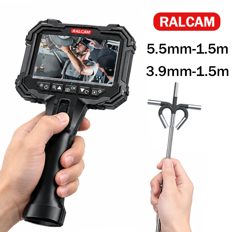 2-Way 3.9mm Ultra-Slim Articulating Borescope, Stainless Steel Probe Professional Industrial Endoscope for Automotive   Inpipe