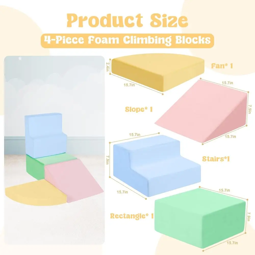 Miękkie piankowe klocki do wspinaczki dla dzieci w wieku 1 roku, 4-częściowy zestaw zabawek dla maluchów, zabawki do zabawy w domu, idealne na urodziny