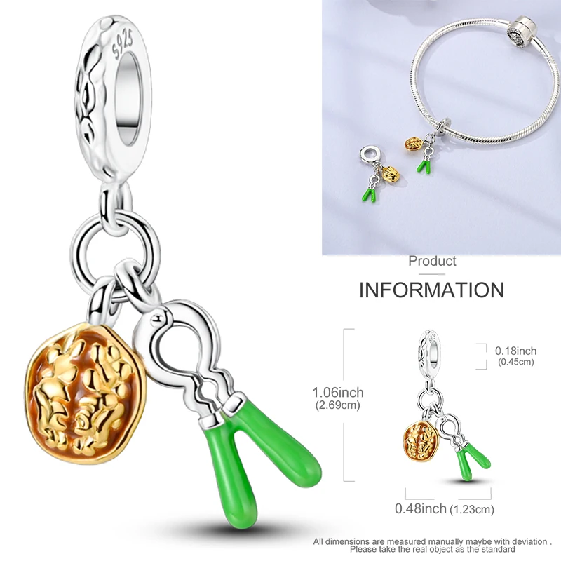 Frucht-Charm 925 Sterling Silber Erdbeere Kirsche Avocado Perlenanhänger Passend für Europäische Armbänder DIY Damenschmuck Geschenk 2026 – Detail 35