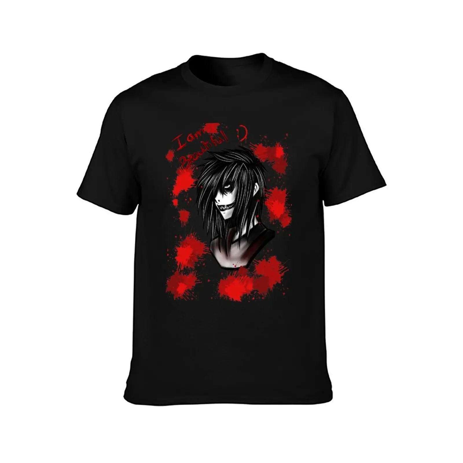 Jeff the Killer T-Shirt, Summer Casual Cotton Tee, Oversized Streetwear Tops, Vintage Graphic Print, Loose Fit Short Sleeve