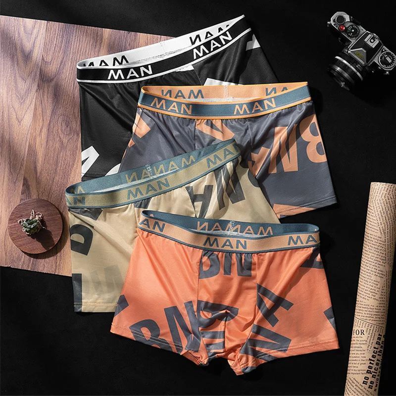 6 bragas para hombre, calzoncillos sin costuras con estampado de letras, ropa interior transpirable para hombre, Boxers, Boxer de moda de talla