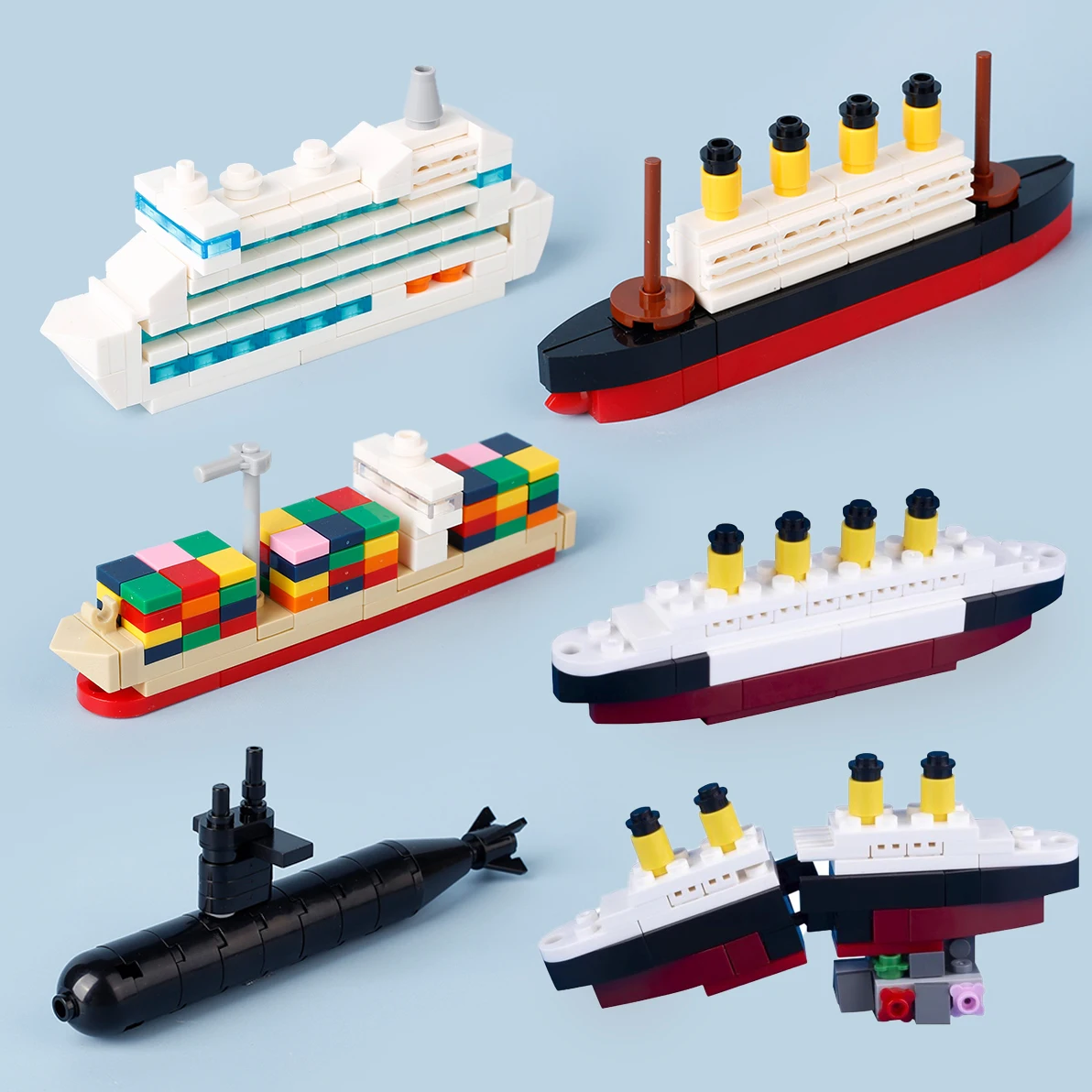 MOC Titanic Ship Model Building Blocks Kits Sank RMS Cruise Boat Steamship Movie Sea Scene DIY Bricks Toys Children Kids Gift