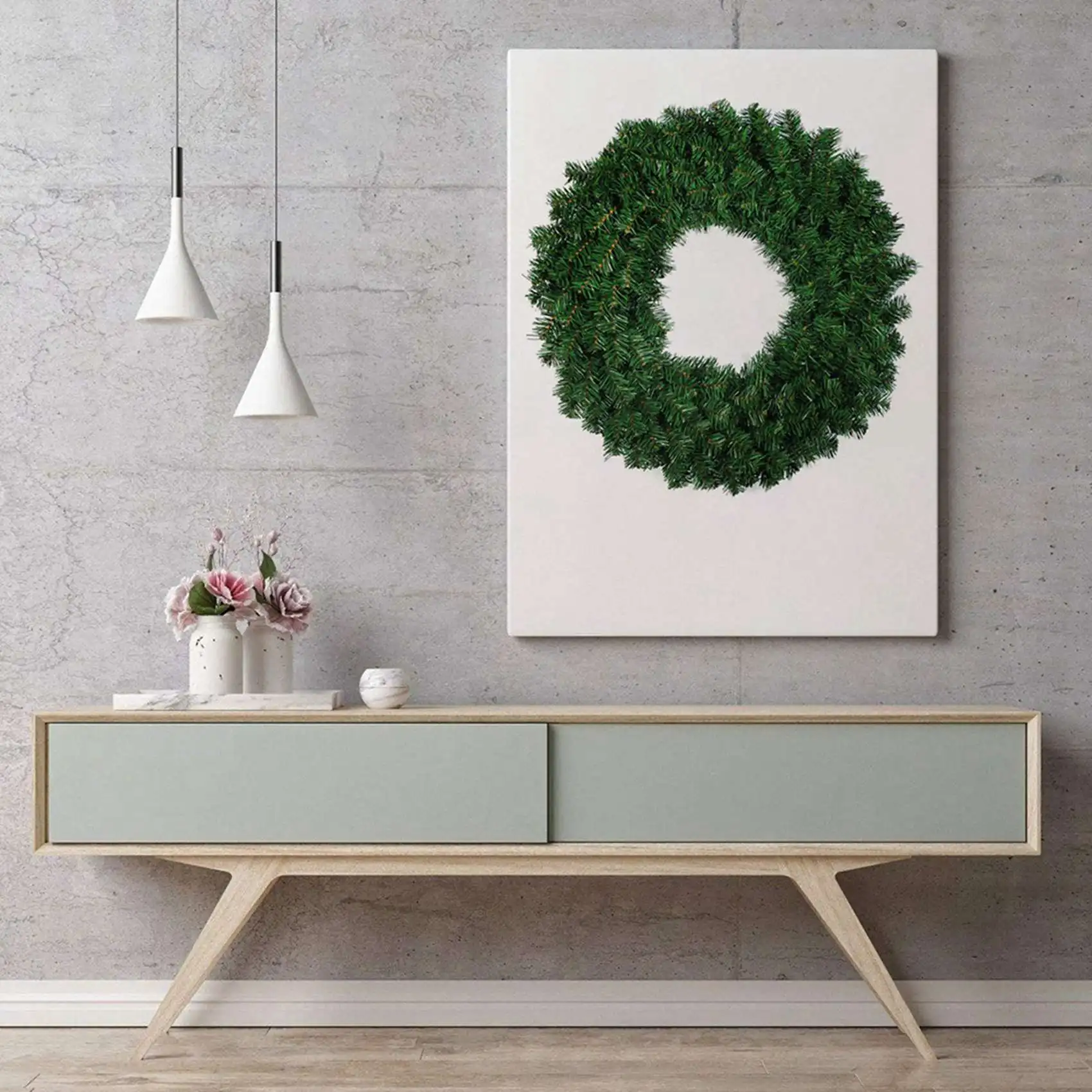 

AB33-4 Pcs Green Artificial Pine Wreath Garland For Front Door Window Fireplace Christmas Decoration