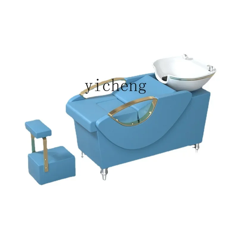 YY Lying Half Ceramic Basin with Massage Shampoo Bed for Hair Salon Simple and Comfortable Shampoo Bed