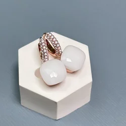 10.6mm Earrings Inlay Milk White Zircon For Women Amethyst Drop Earrings Candy Square Crystal Earrings Fashion Jewelry Gift