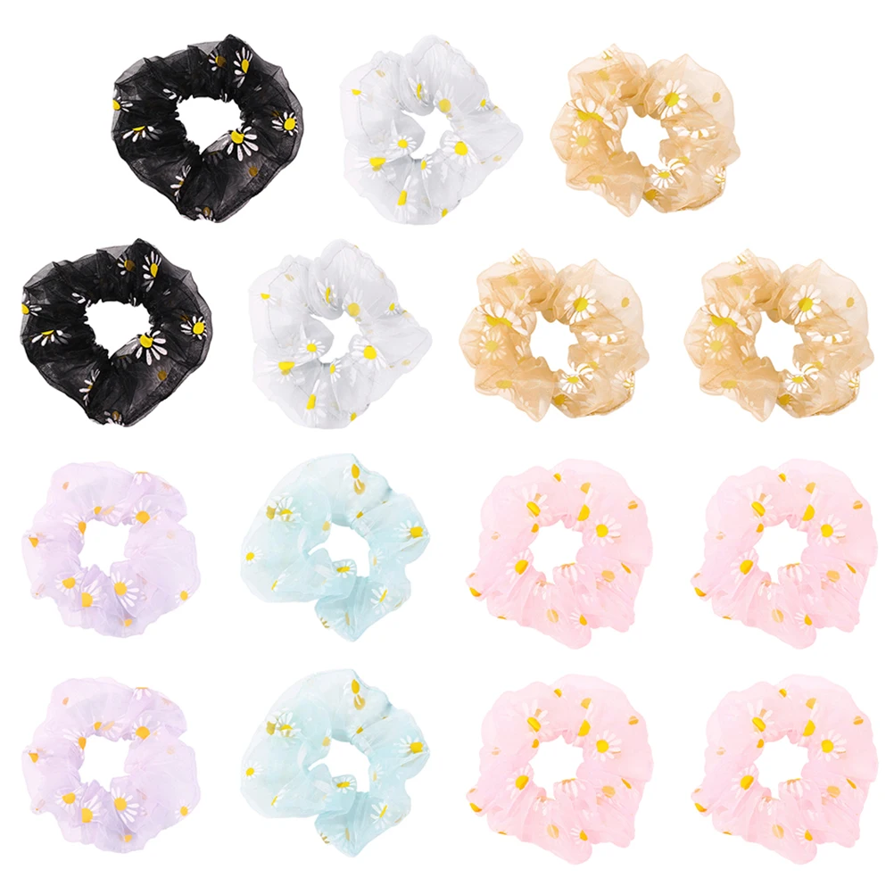 

15Pcs Candy Color Flower Hair Scrunchy Set Elegant Hair Ropes for Women Delicate Ponytail Holders Ideal for Daily Use and