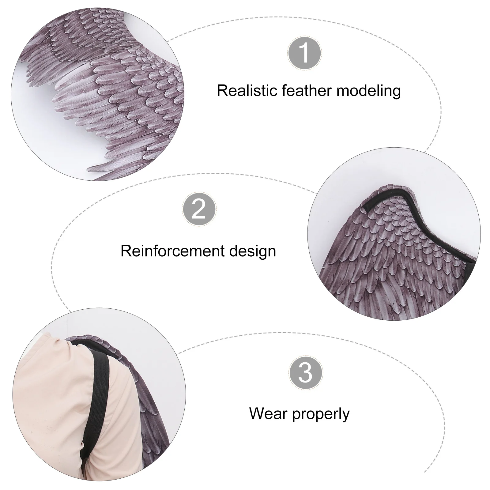 Angel Wing Performance Costume Cosplay Wings Halloween Party Props Lightweight Role Play Wing For Black