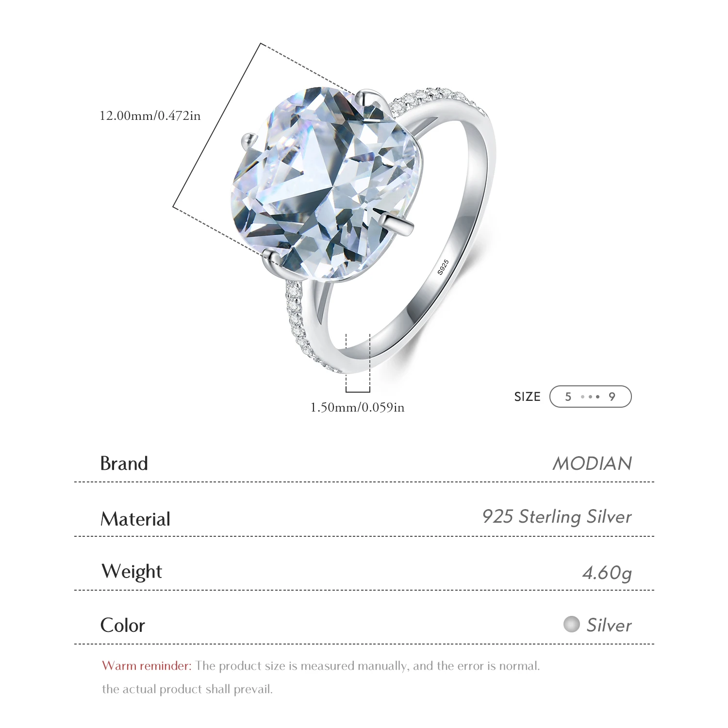 Modian 925 Sterling Silver Ring The pigeon Egg Cubic Zirconia Fashion Luxury Wedding Band Anniversary Jewelry For Women Gift