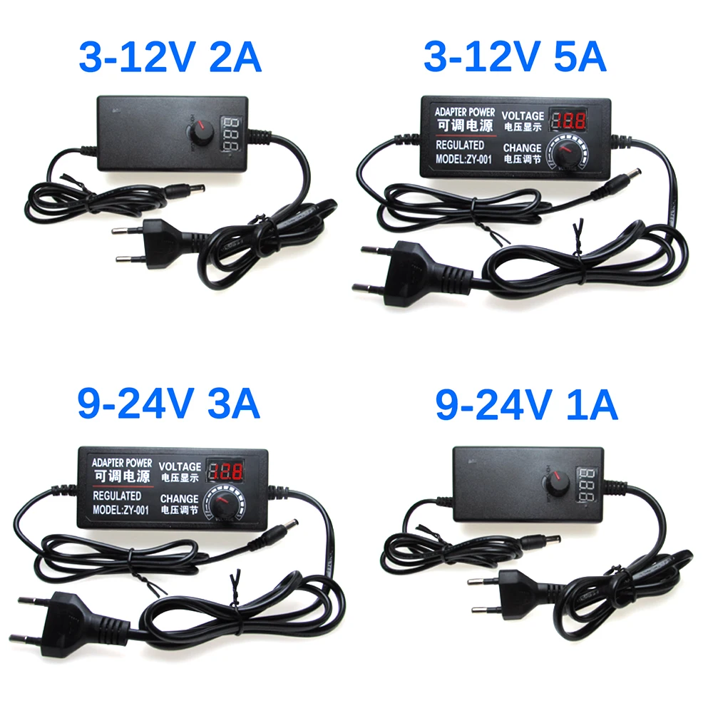 AC DC Adjustable Power Supply 3V 5V 6V 9V 12V 15V 18V 24V 1A 2A 5A AC/DC Switching Power Supply Adapter 220V To 12V 24V 12 24 V