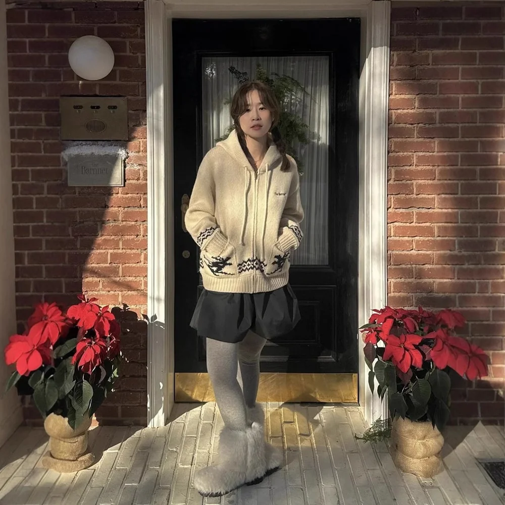 Loose Knitted Woolen Cardigan Hooded Open Front Full eepskin Autumn Collection Comfortable Warm Casual Sle Women's Jaet