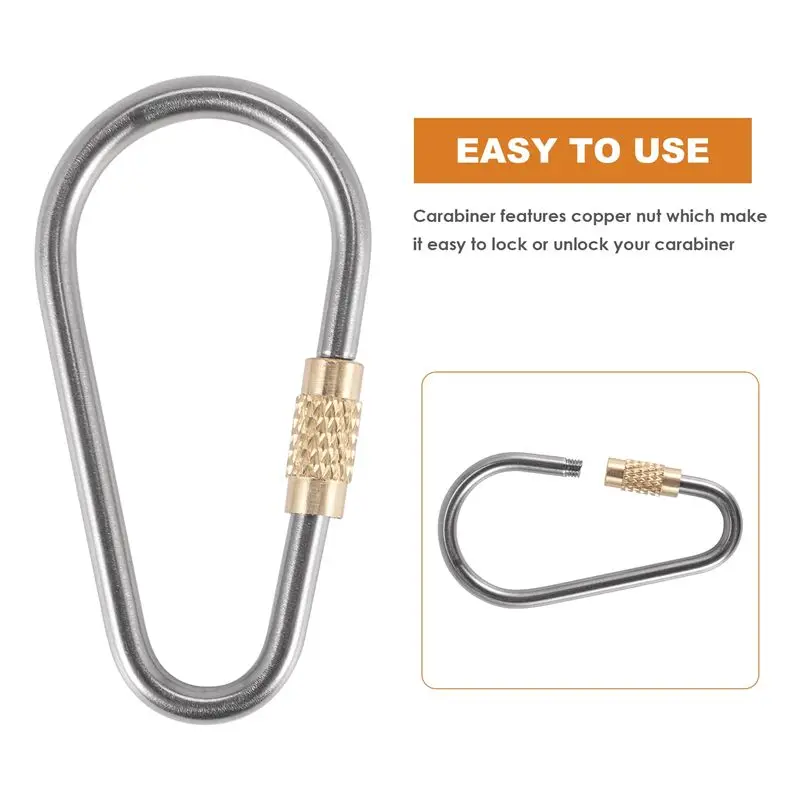 6PCS Mini Titanium Locking Carabiner,Small Lightweight Sturdy D-Ring Keychain Clip For Indoor Outdoor Backpack Climbing Eco-Frie