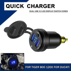 For Tiger 800 1200 XCA Explorer For Ducati 950 Motorcycle Dual USB DIN Lighter Charger Waterproof Socket For BMW R1150GS R1100RT