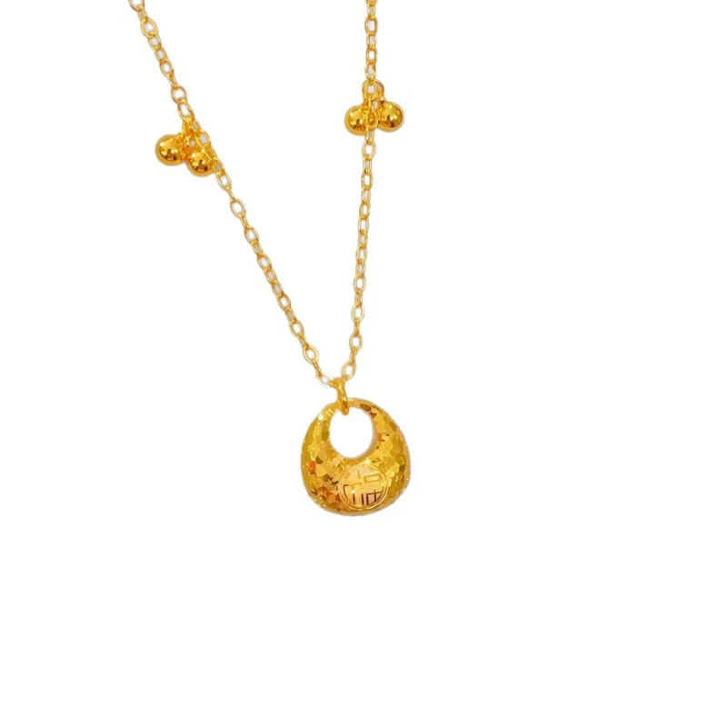 Luxury 100% Real 24K Gold Ancient Craft Crushed Ice Plump Fortune Fruitful Vintage Design Choker