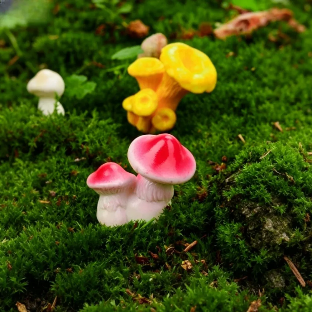 25 Pieces Lifelike Resin Mushroom Models for Terrariums Succulents and Moss Gardens with Stable Flat Base for Secure Placement