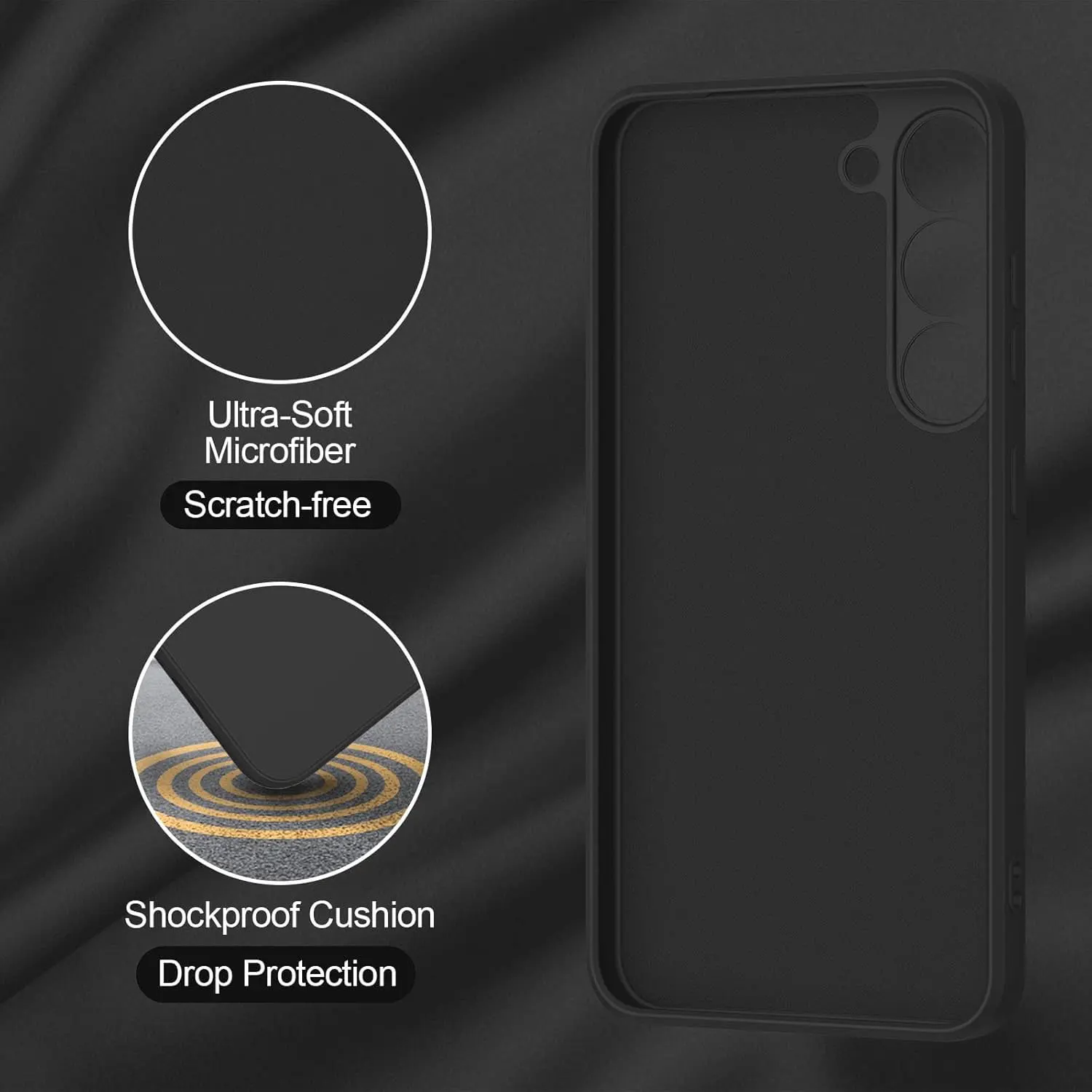 Shockproof Stylish Case for Samsung Galaxy S23 Ultra S22 Liquid Silicone Black Protective Cover For Samsung S24 Plus S21 S20 FE