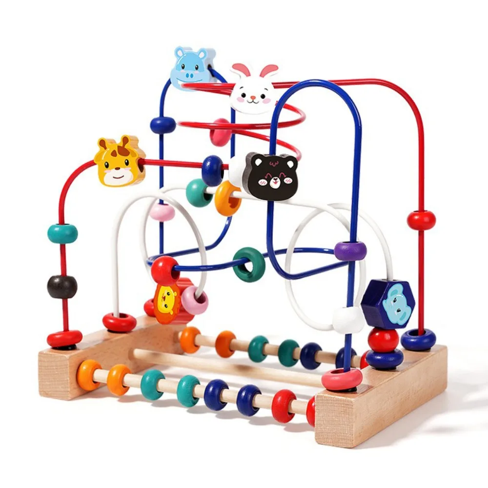 Wooden Wooden Beads Colorful Animals Shapes Bead Maze Interactive Design Counting Learning Early Education Early Learning