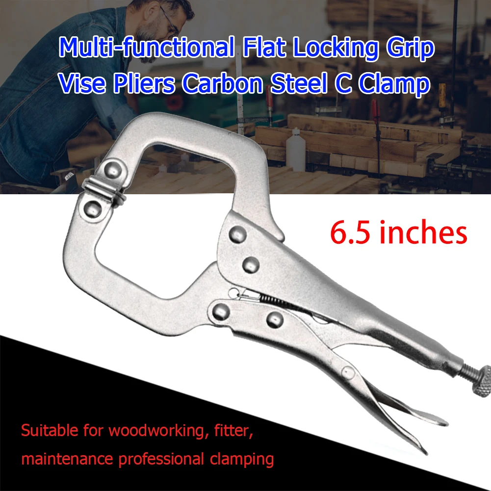 6.5 Inch Locking C Clamps with Swivel Pads Locking Clamp Pliers Table and Tool Vise Grip for Shop Home Farm and Automotive