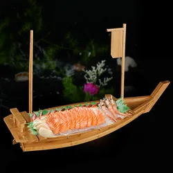 Bamboo Dragon Boat Luxury Tatoo Boat Dry Ice Boat Tatoo Platter Sushi Table Container Japanese Cuisine Sushi Boat