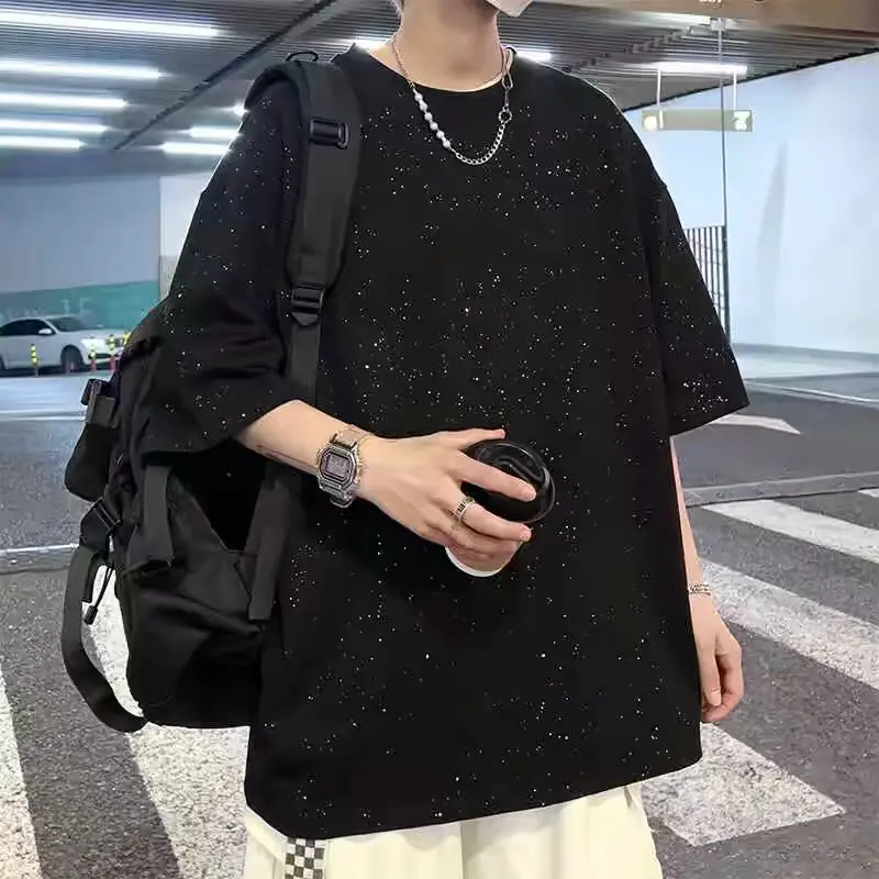 

Short -sleeved T -shirt Men's summer 2024 new American half -sleeved thin boy coat