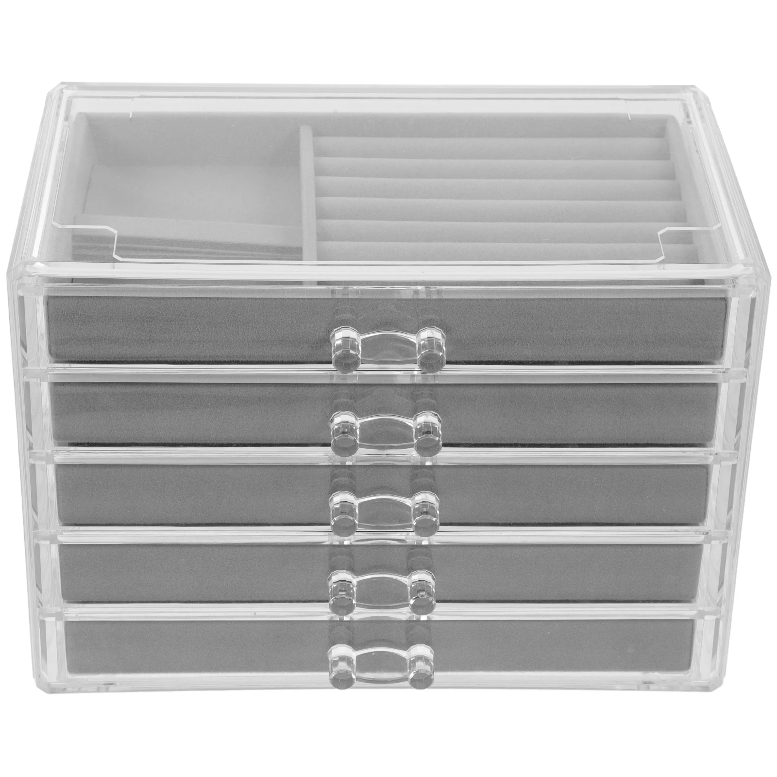 

Clear Acrylic Rock Display Case with Velvet Lining Multi-Drawer Storage Organizer Crystal Collection Cabinet Box Holder