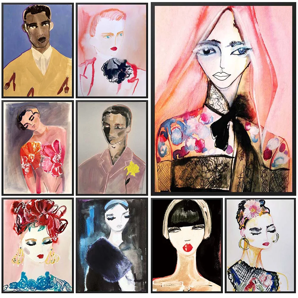 

Abstract Girl Woman Portrait Prints Poster Wall Art Canvas Painting Posters Home Decor Wall Pictures For Living Room Unframed