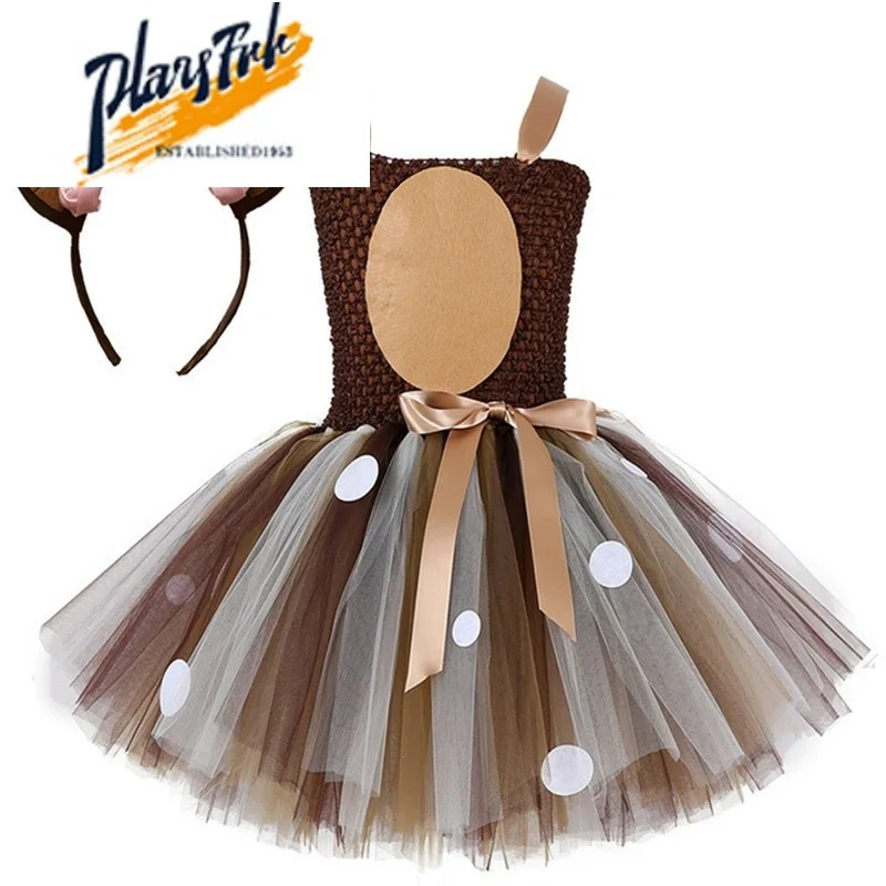 زي الهالوين للأطفال Cisas Deer Elf Outfit أداء الرقص S Claus Suit Fem Kids Animal Dr up