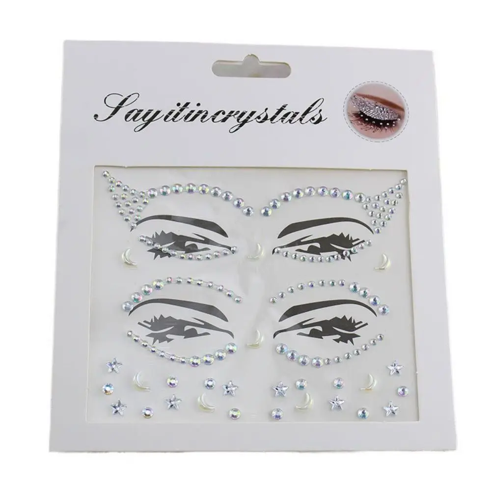 

Fake Tattoo 3D Face Tattoo Crystal Sticker Fashion Disposable Gems Rhinestones Sticker Colorful Glitter Temporary Tattoo Sticker