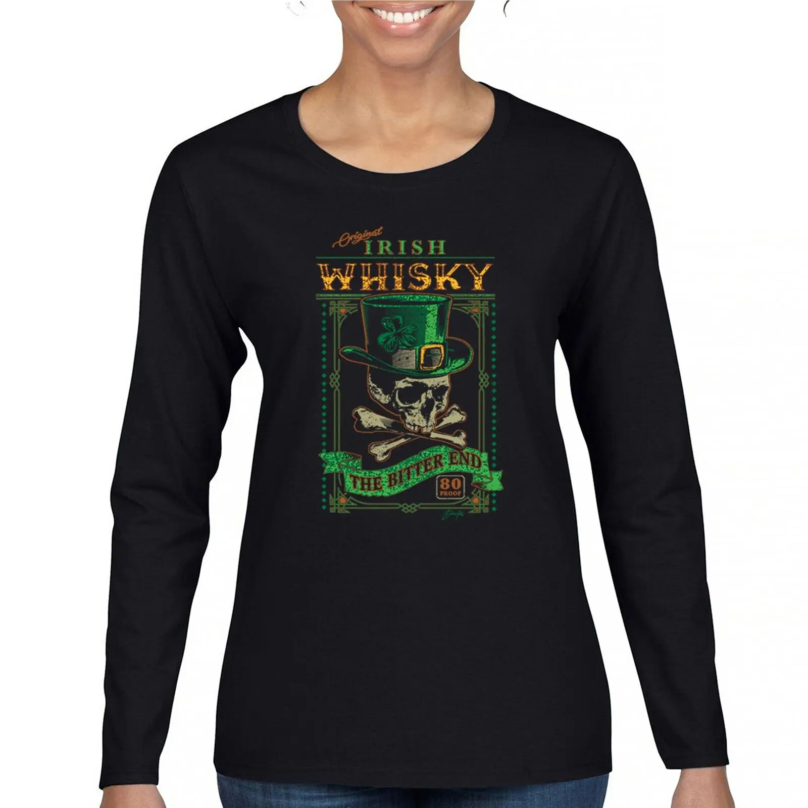 Funny Irish Whiskey St Patrick's Day Women's Long Sleeve T-shirt Shamrock Paddy