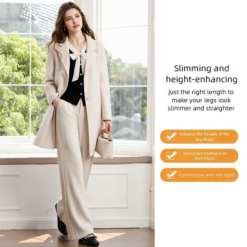 I BELIEVE YOU Women's Pants 2026 Winter Straight Wide Leg Casual Trousers Double Layer Composite Daily Warm Clothing 2263046512