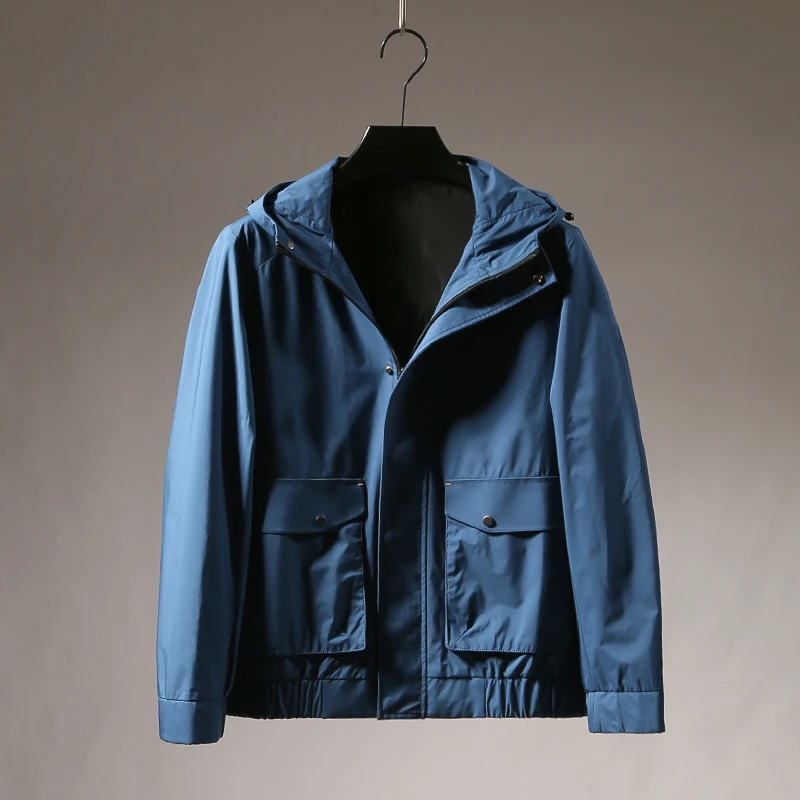 

Laser Cut Tee-Proof Men's Jaet with Large kets And Hood Faionable Urban Sle Autumn Outerwear Stand Fit Long Sve