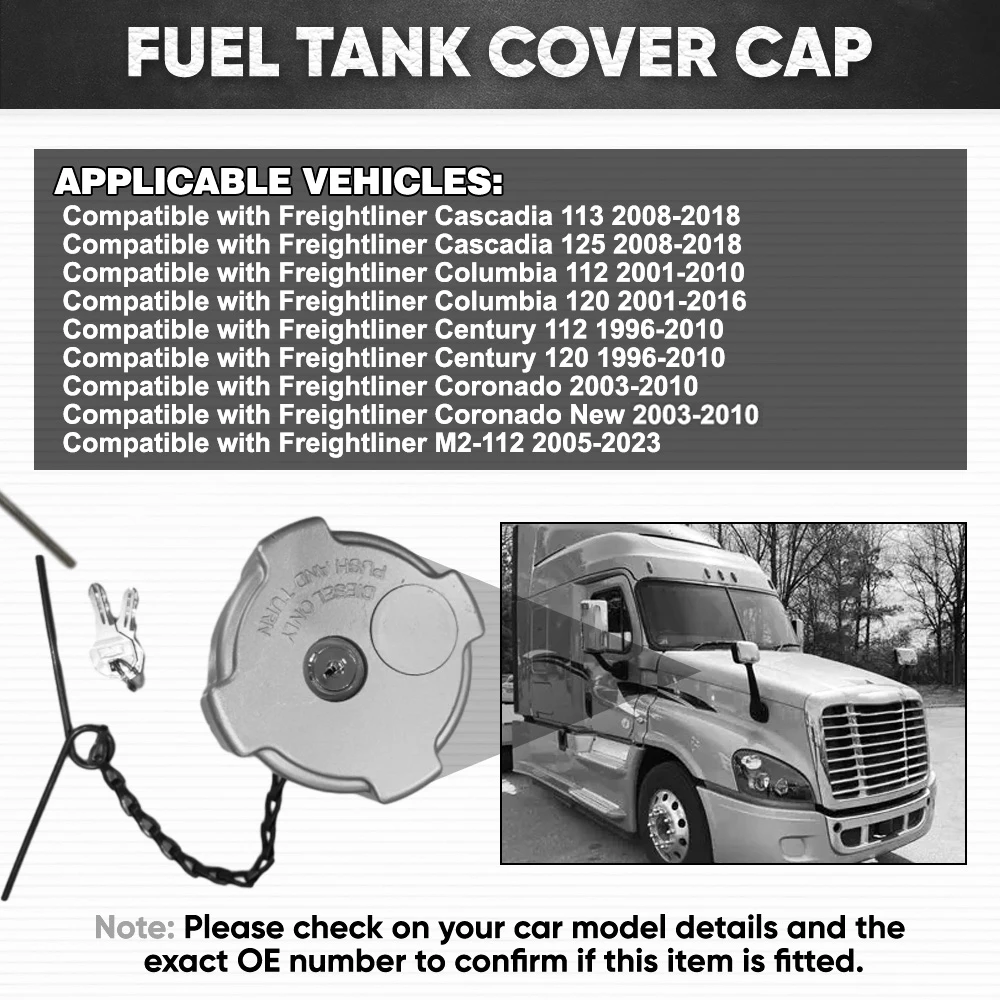 0334466002, 0337017002 Fuel Tank cap Gas Cap Locking Diesel Aluminum for Freightliner Cascadia Columbia Century Coronado M2-112