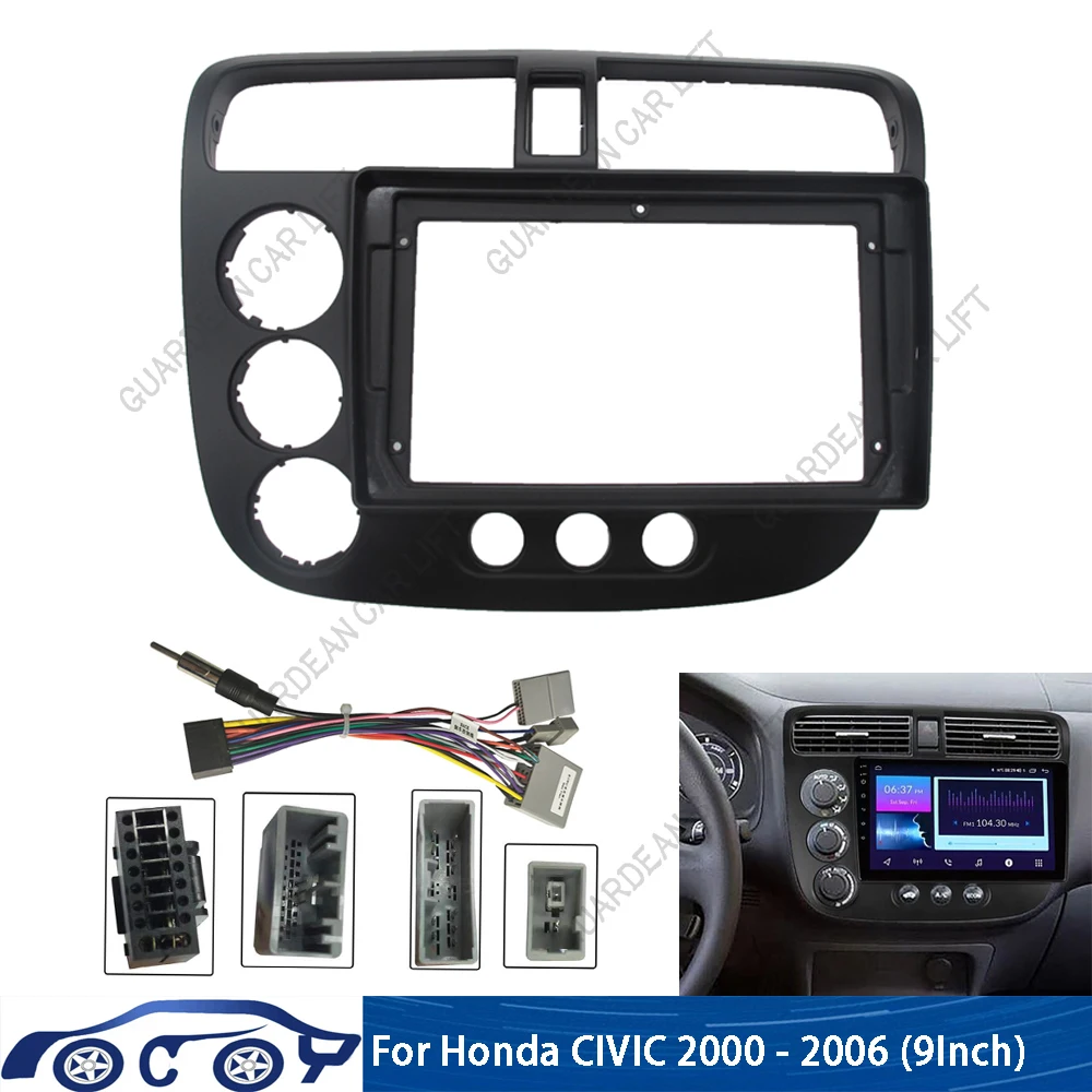 For Honda CIVIC 2000 -2006 (9Inch) Car Radio Stereo Android MP5 Player 2 Din Head Unit Fascia Panel Casing Frame Dash Trim