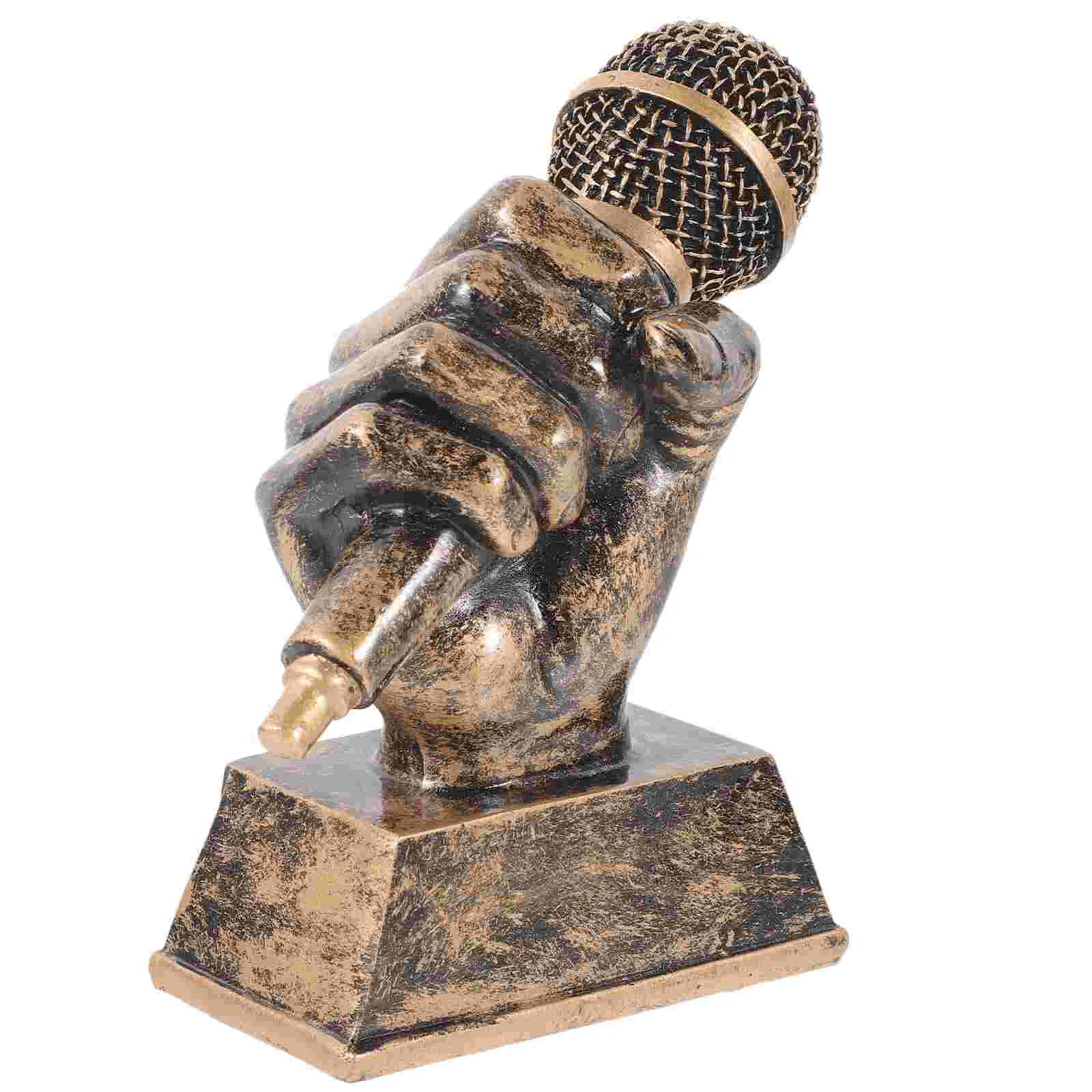 

Music Trophy Parties Karaoke Cheer Resin Singing Award Trophies Microphone Awards Sculpture Participation