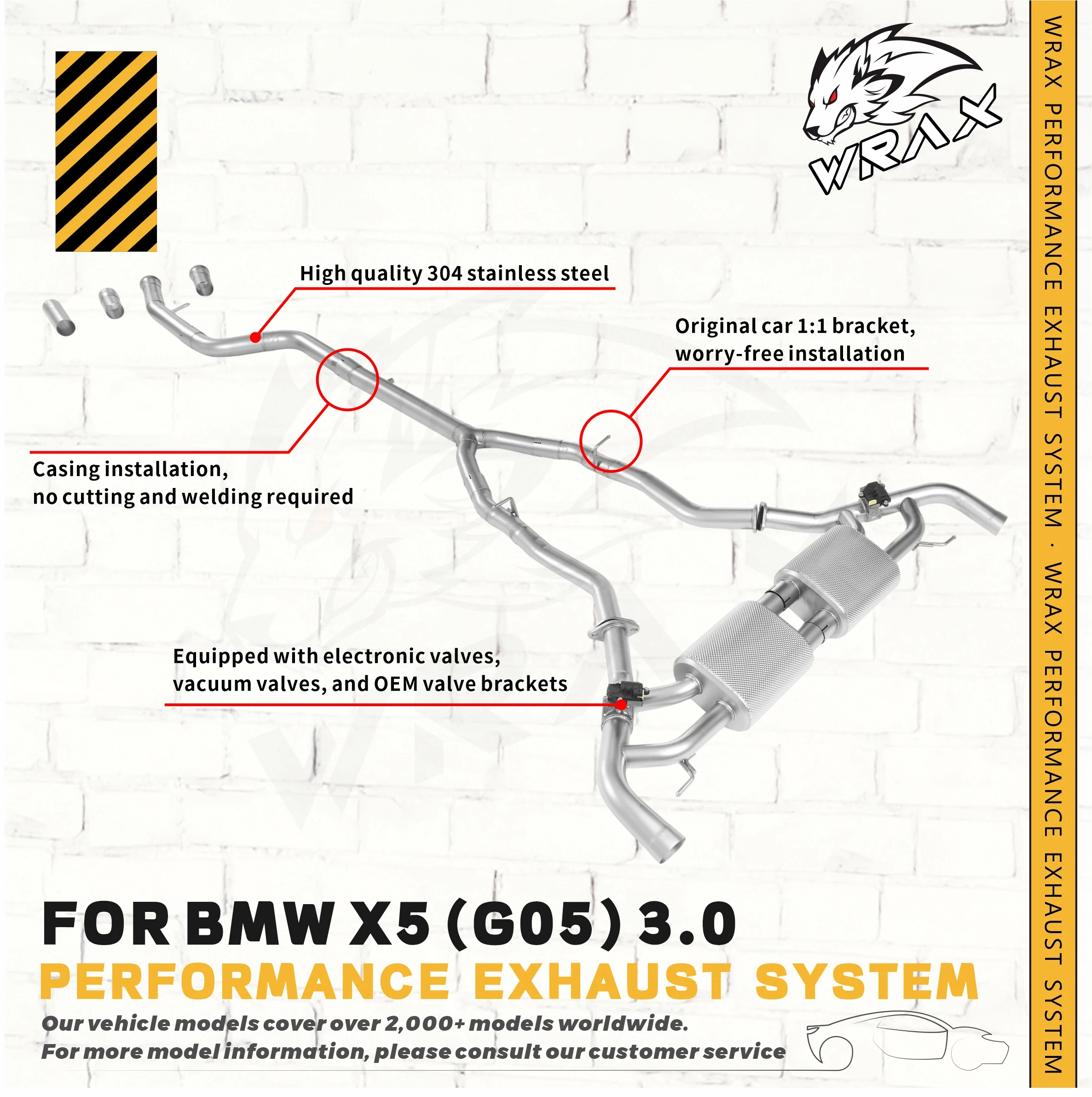 

WRAX Direct Fit Replacement SS 304 Car accessories Catback Exhaust For BMW X5 G05 F85 F95 Aggressive Exhaust Sound Performance