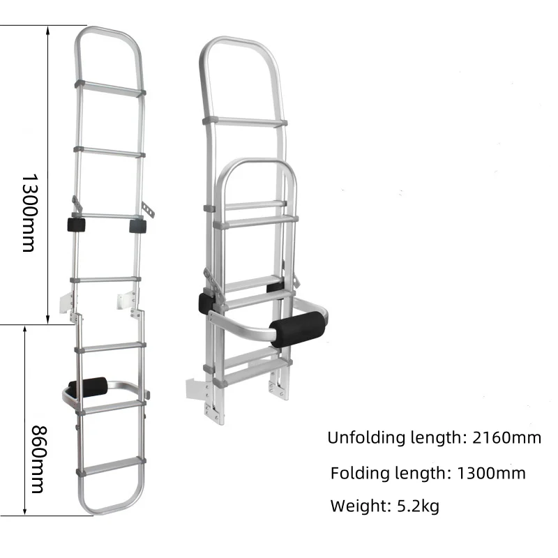 RV Aluminum Alloy RV Rear Climbing Ladder Multi-purpose Folding Ladder Outdoor Anti-skid Mounting Ladder Suitable for Caravan