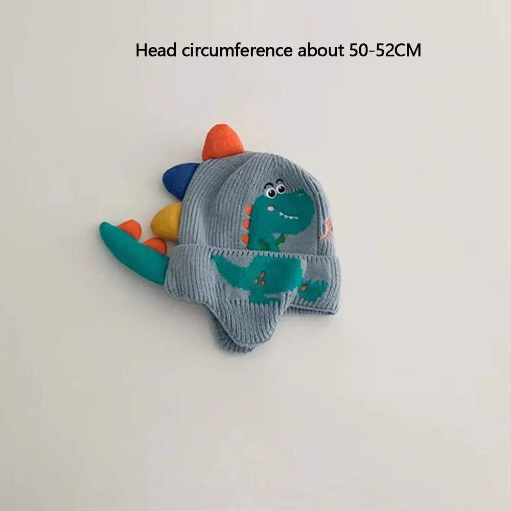 Fashion Cute Baby Hat Winter Warm Ear Protection Hat Windproof Cartoon Dinosaur Knit Beanie Hats for Children