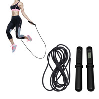 Electronic Counting Jump Rope Portable Fitness Counter Non Slip Handle for Workout Black Electric Counting Jump Rope