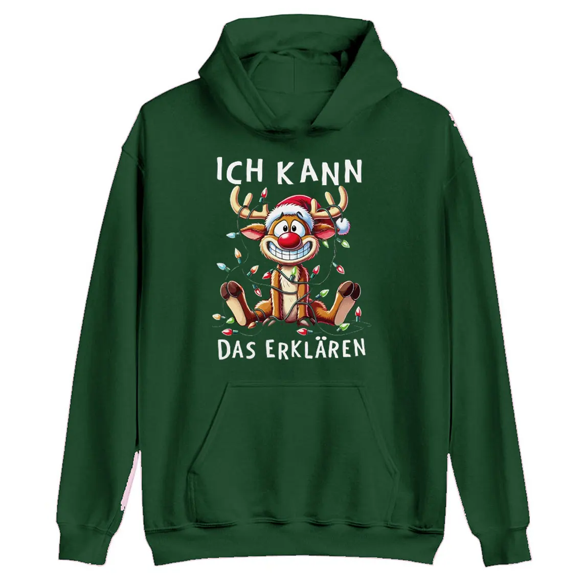 هيرين Weihnachten Reniter Elch Comicstil عيد الميلاد SpruchHoody عادية طاقم الرقبة عادية لينة مريحة ريترو كم طويل تصميم المحملة #1
