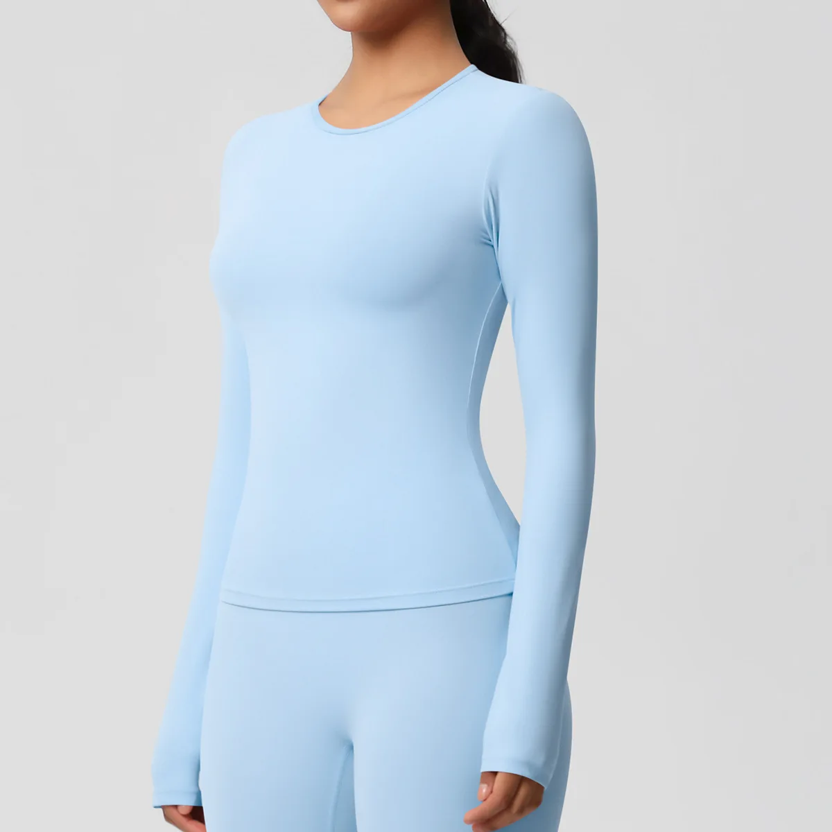 Womens Brushed Nude Feel Long Sleeve Yoga Top Slim Fitted High Support Running Pilates Fitness Shirt