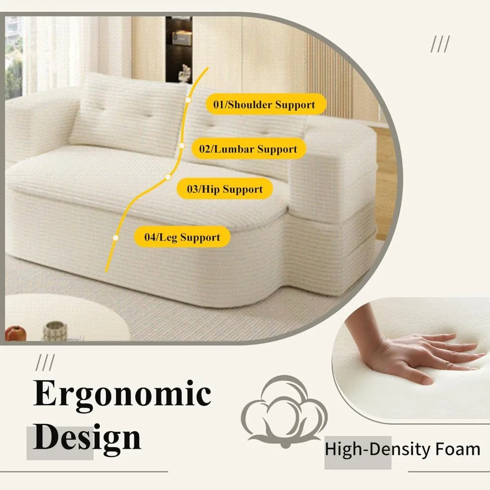 أريكة سرير قابلة للطي 2 في 1، أريكة نوم من قماش سروال قصير، أريكة أرضية قابلة للطي مملوءة بالرغوة مع بطانية متعددة الوظائف #5