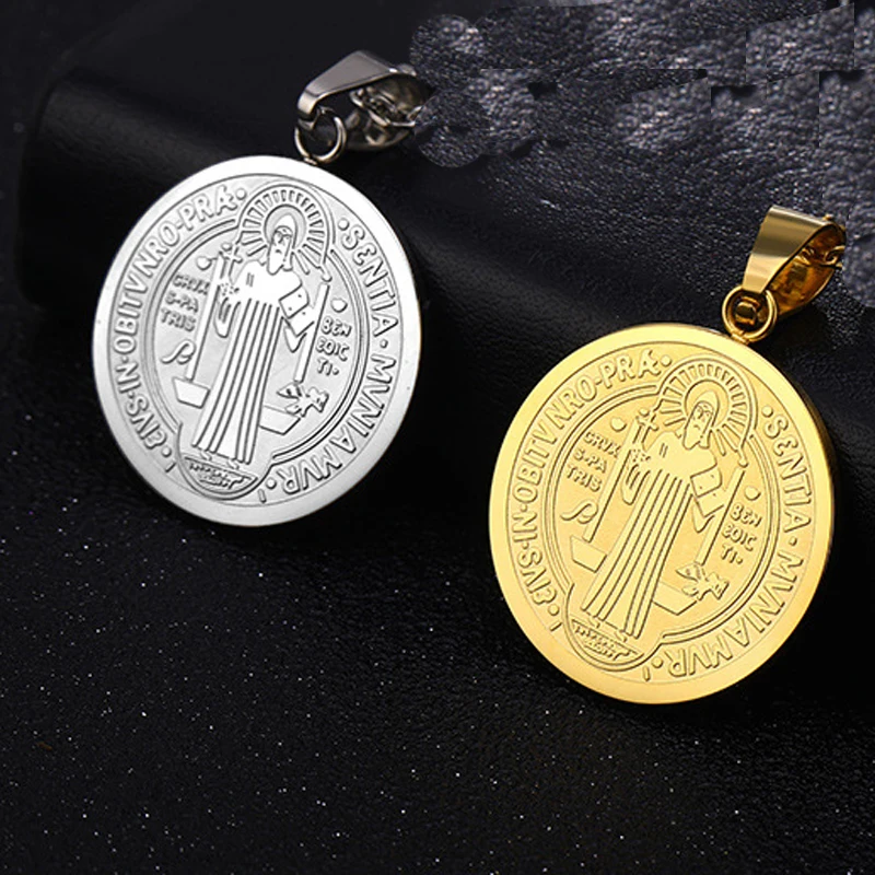 

10pcs Stainless Catholic Steel Saint Benedict Medallion Medal Pendant San Benito For Necklace Bracelet DIY Making Accessorie Men