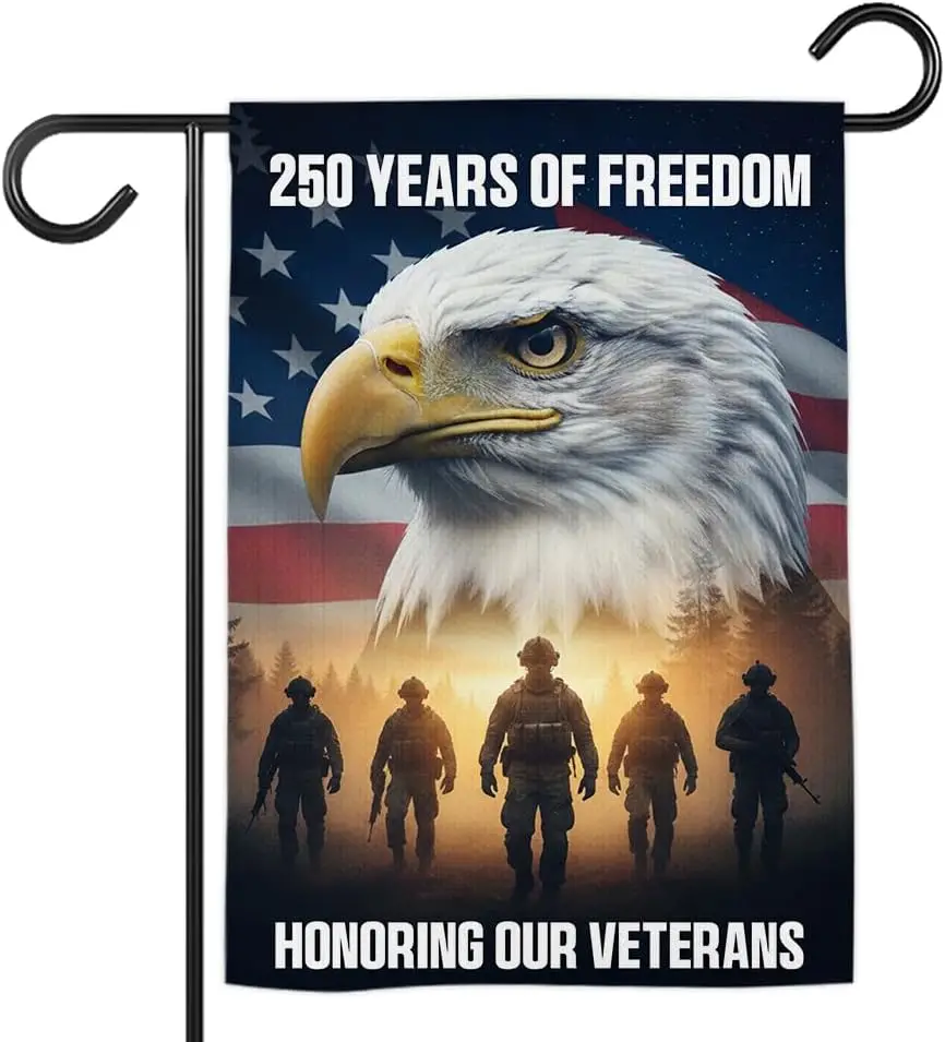 TODOLIA (12"x18") 250 Years Of Freedom Honoring Our Veterans Garden Flag Double Sided, July 4th USA 250th Anniversar MMZ