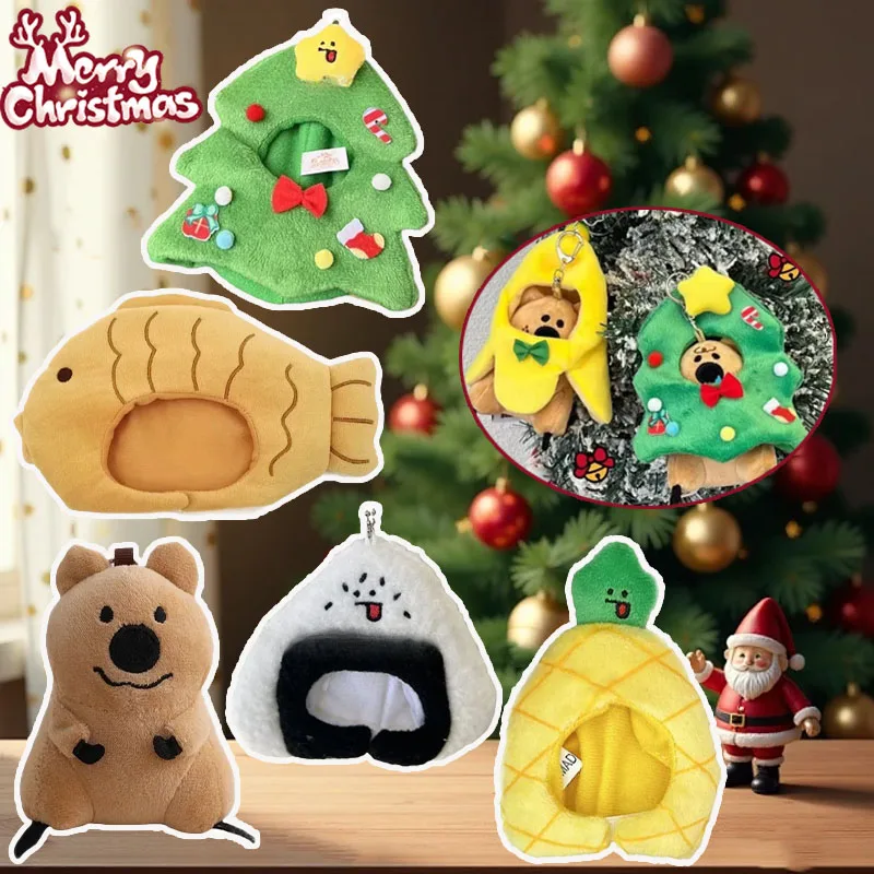 Adorable Plush Keychains Rice Ball Sea Bream Pineapple-Banana Hat Bell Pepper Bear and Koala Designs for Festive Gift