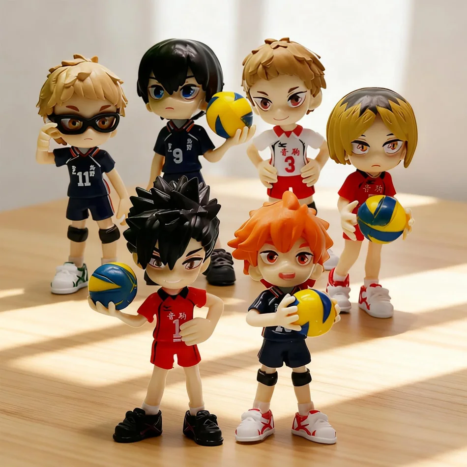 Haikyuu!! Figuras de Anime Chibi de Hinata Shōyō y Kageyama Tobio, Colección Exclusiva de 6-8 Piezas, Coleccionables de Anime