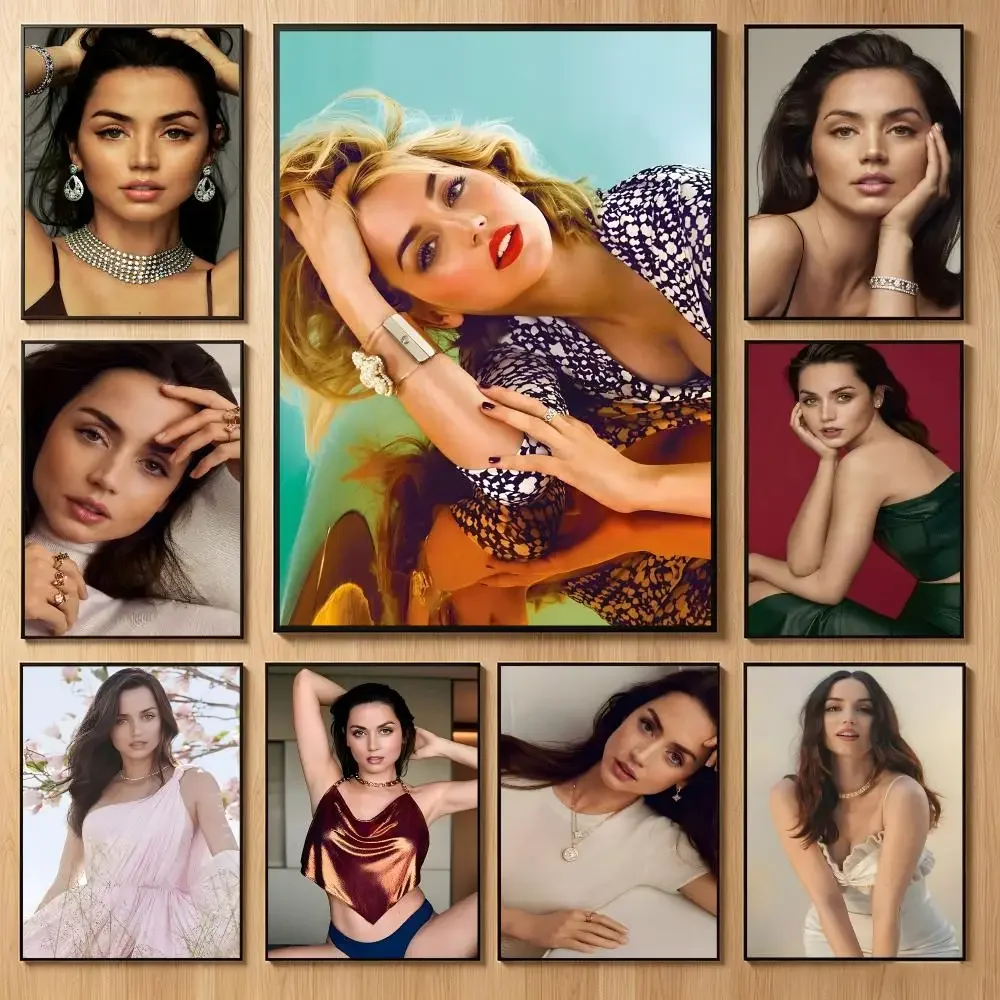 Glamorous Celebrity A-Ana de Armas Poster Classic Self-Adhesive PP Wall Sticker for Living Room Bar Decor Gift