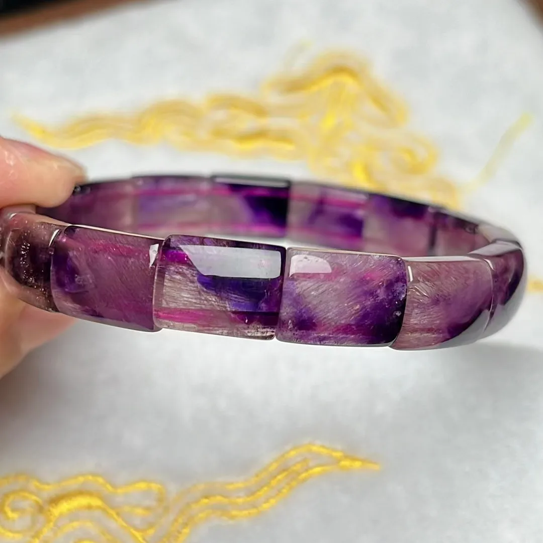 

Natural Purple Super Seven 7 Lepidocrocite Quartz Bracelet 12x8.8mm Red Rutilated Clear Round Beads Women Men AAAAAA