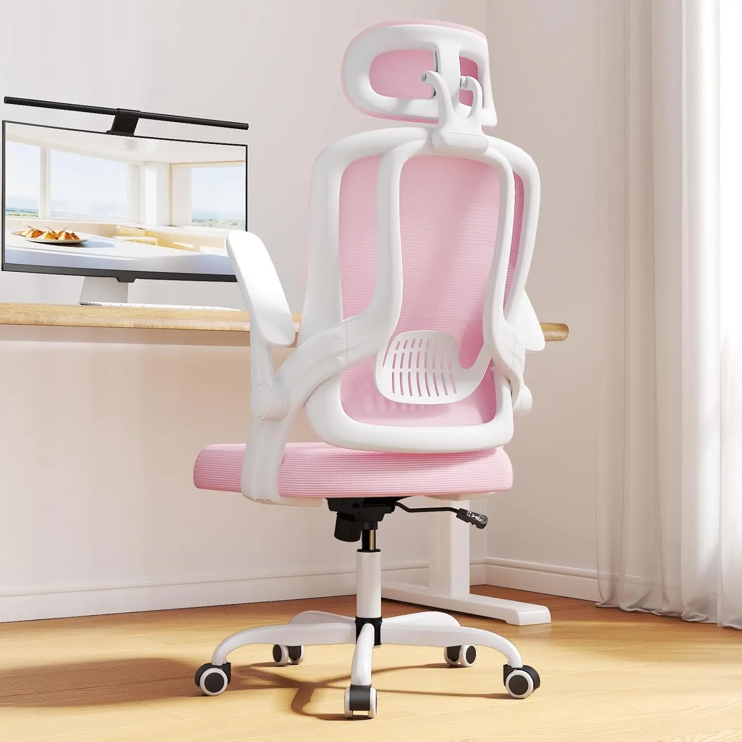 

Ergonomic Mesh Office Chair, High Back Home Desk Chair with Flip-up 3D Armrests, Lumbar Support, Adjustable Headrest