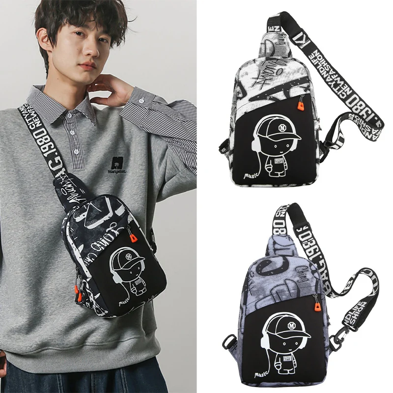 

Флуоресцентная светящаяся нагрудная сумка для ночного бега, мужская сумка через плечо с принтом граффити, легкая водонепроницаемая женская сумка на ремне, рюкзак