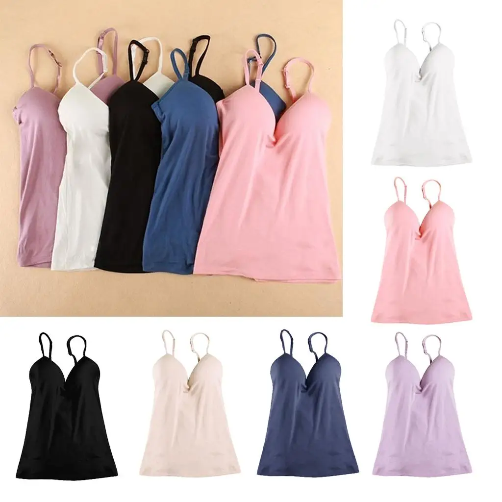 Gewatteerde tanktops voor dames, verstelbare bandjes, ademende cami-gebouwd