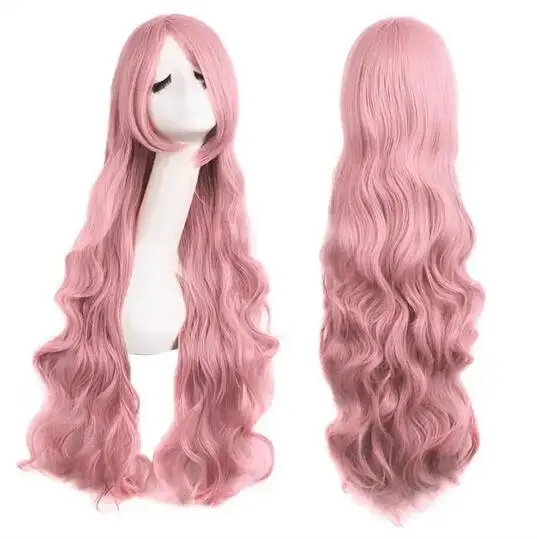 

Pink Wigs with Bangs Long Wavy Pink Wigs for Women Synthetic Natural Wavy Wig Heat Resistant Colorful Wigs for Daily Party Cospl